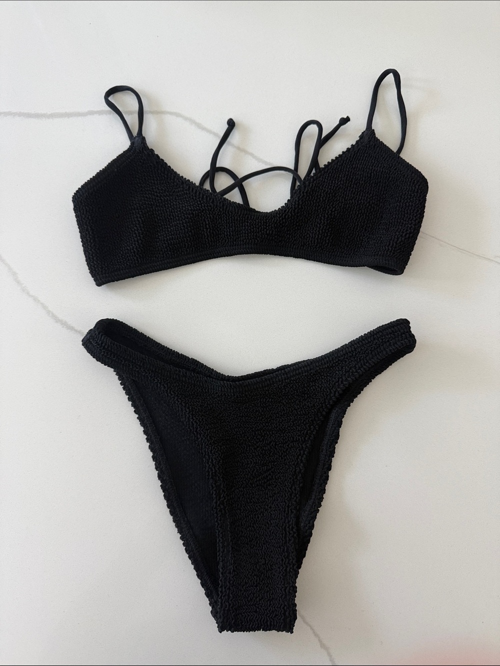 Bond eye black crinkle bikini set